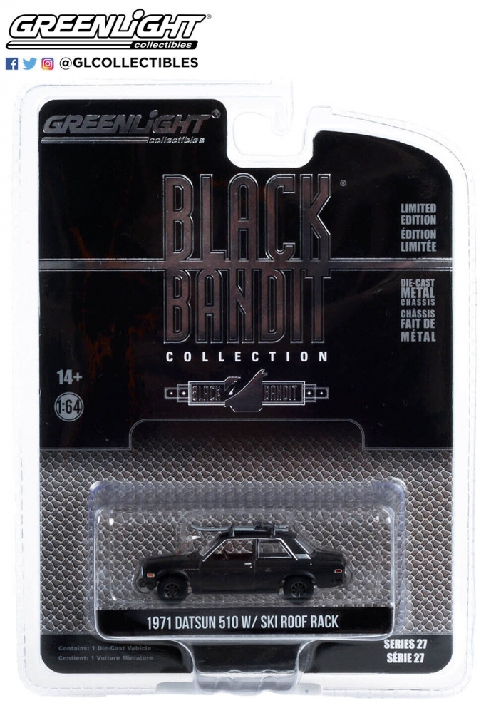 1:64 DATSUN 510 with Ski Roof Rack (1971), Black - 28110D
