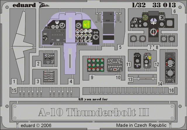 1:32 Фототравление A-10 dashboard - 33013