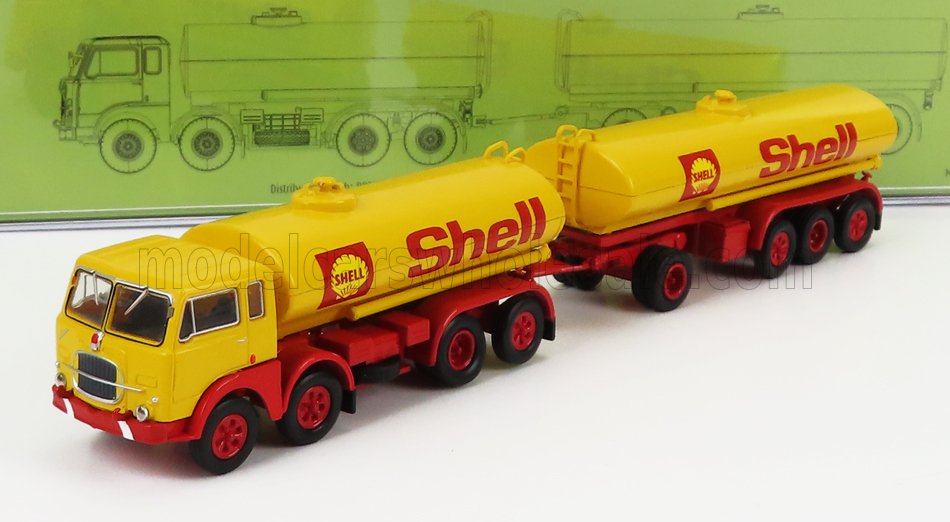 1:87 FIAT 690 Millepiedi Tanker Truck Shell 1960, Yellow Red - PIBK58454