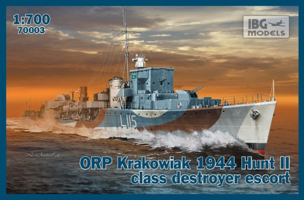 1:700 Сборная модель Польский эсминец ORP Krakowiak 1944г. - 70003