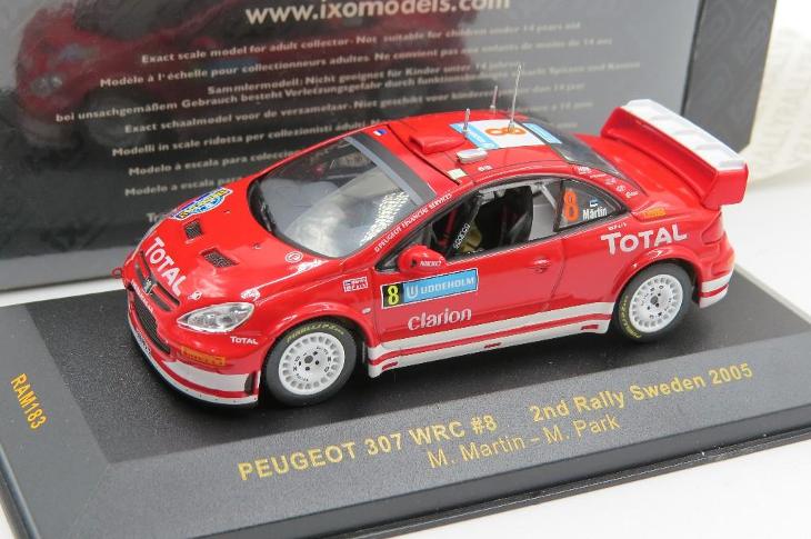 1:43 PEUGEOT 307 WRC #8 M.Martin-M.Park 2nd Rally Sweden 2005, red - RAM183
