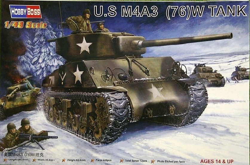 1:48 Сборная модель Танк U.S M4A376 (W) Tank - 84805