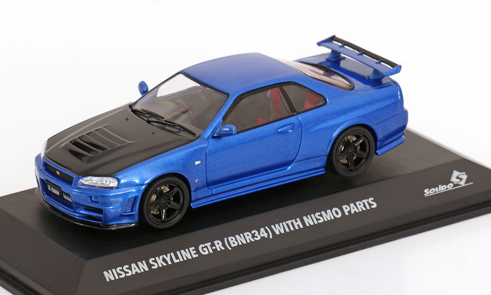 1:43 NISSAN Skyline GT-R (BNR34) with Nismo Parts (1996), blue metallic black - S4318202