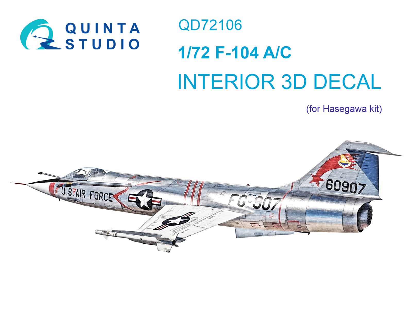 1:72 3D Декаль интерьера кабины F-104 A/C (Hasegawa) - QD72106