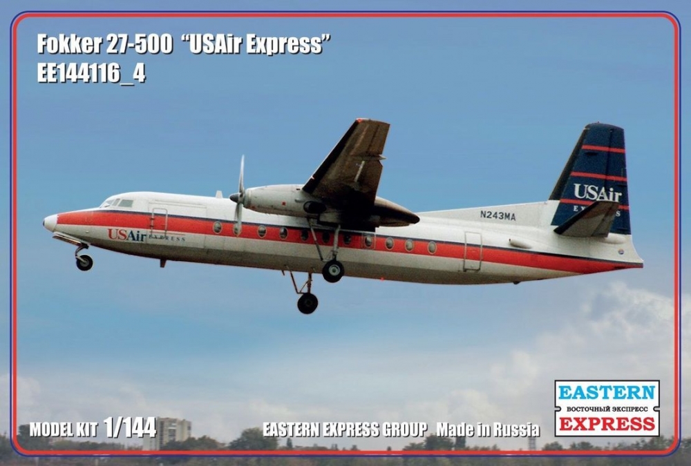 1:144 Сборная модель Пассажирский самолет Fokker F-27-500 (USAir Express) - 144116-4