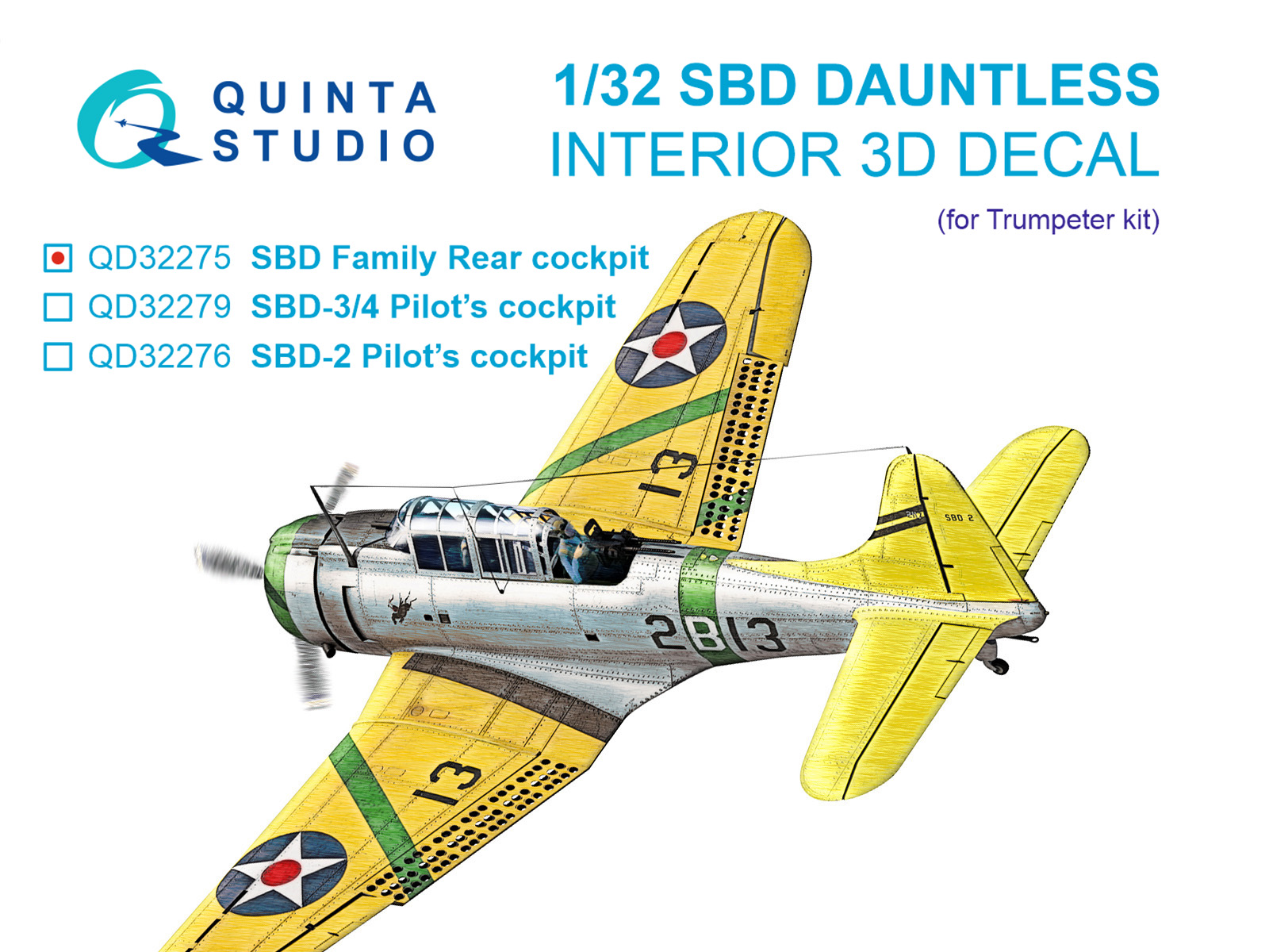 1:32 3D Декаль задней кабины семейства SBD Dauntless (Trumpeter) - QD32275