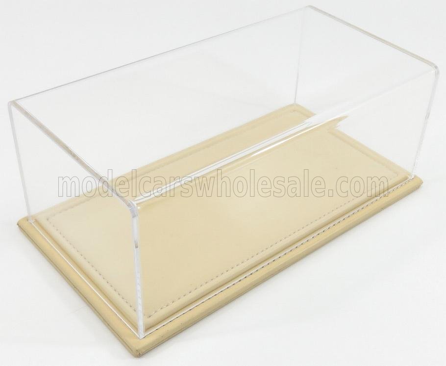 1:24 VETRINA DISPLAY BOX Maranello Base In Pelle - Leather Base Beige - Lungh.lenght Cm 23 X Largh.width Cm 12 X Alt.height Cm 8.5 (altezza Interna 7.7 Cm ), Plastic Display - ATL10024