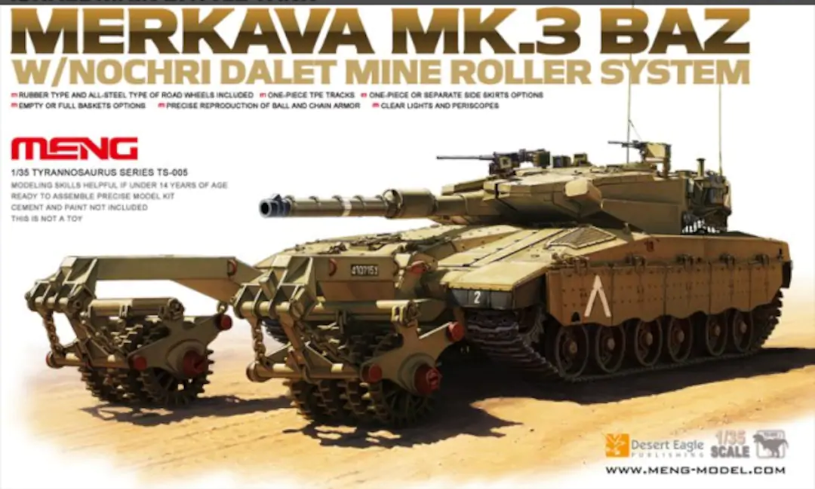 1:35 Сборная модель Israel Main Battle Tank Merkava Mk.3 BAZ with Nochri Dalet Mine Roller System - TS-005