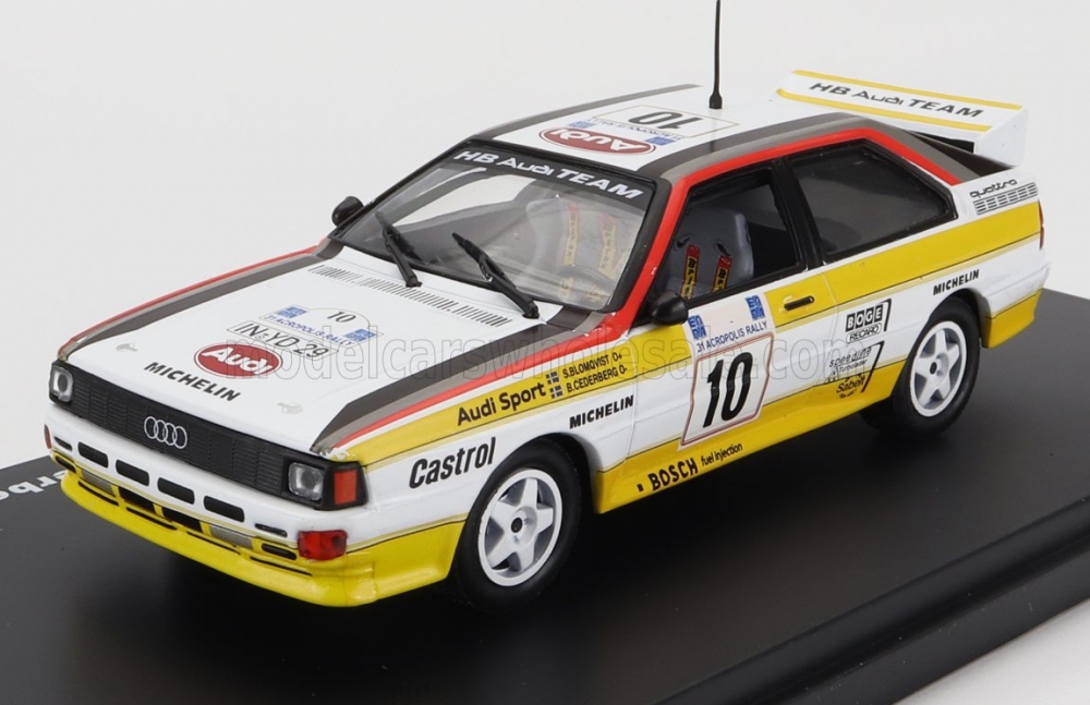 1:43 AUDI Quattro N10 Winner Rally Acropolis (1984) S.Blomqvist - B.Cederberg, White Yellow Black - WRCOFCOLL006