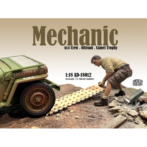 1:18 FIGURES MECCANICO - MAN MECHANIC CREW 4x4 OFFROAD CAMEL TROPHY 2, BEIGE BROWN - 18012