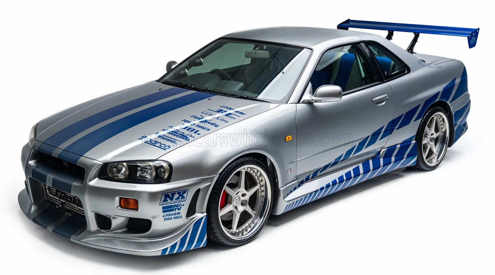 1:18 NISSAN Skyline GT-R (BNR34) Brian's skyline GT-R Coupe (1999) - Paul Walker - Fast & Furious - silver blue - S1804315A