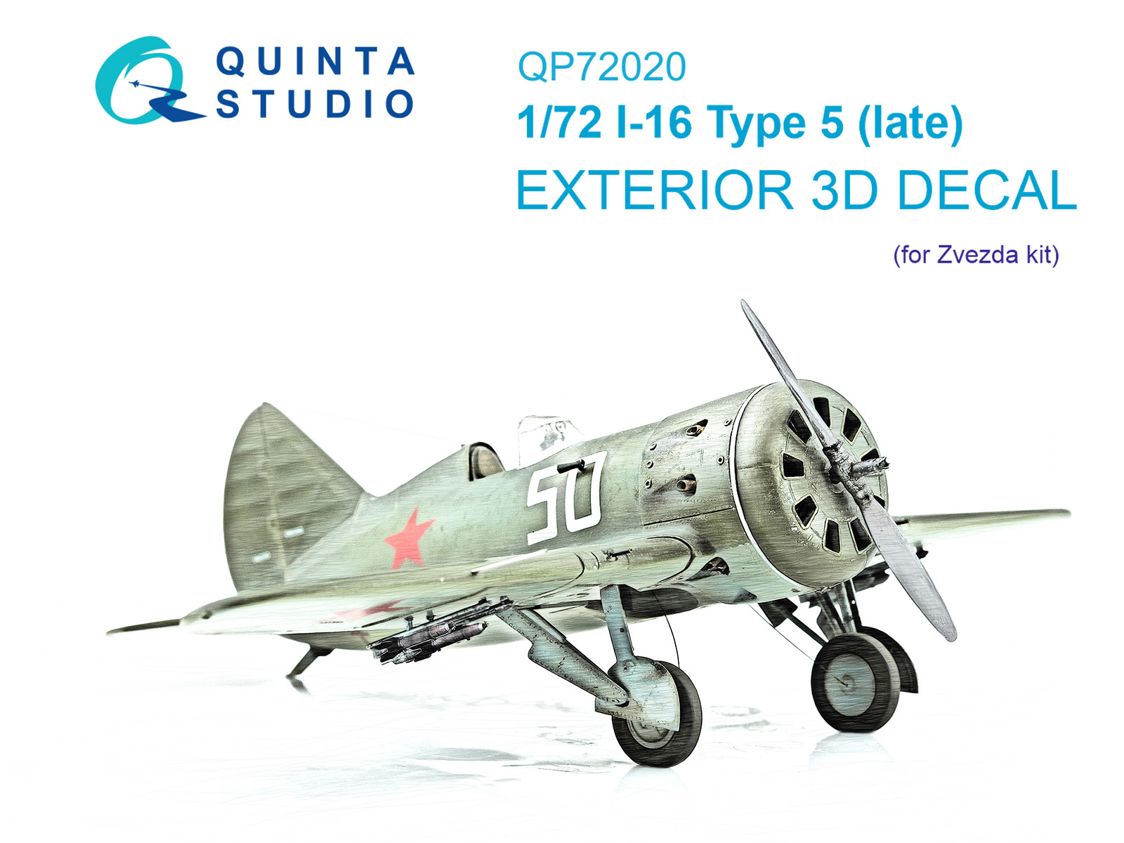 1:72 3D Декаль экстерьера для И-16 тип 5 (поздний) (Звезда) - QP72020