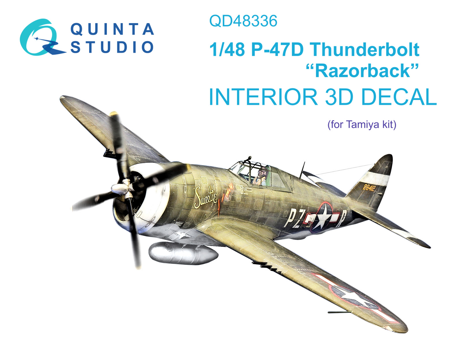 1:48 3D Декаль интерьера кабины P-47D Thunderbolt Razorback (Tamiya) - QD48336