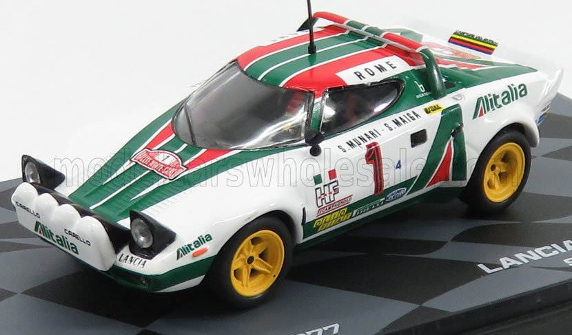 1:43 LANCIA Stratos Hf Alitalia (night Version) N1 Winner Rally Montecarlo (1977) S.Munari - S.Maiga, White Green Red - RMIT003