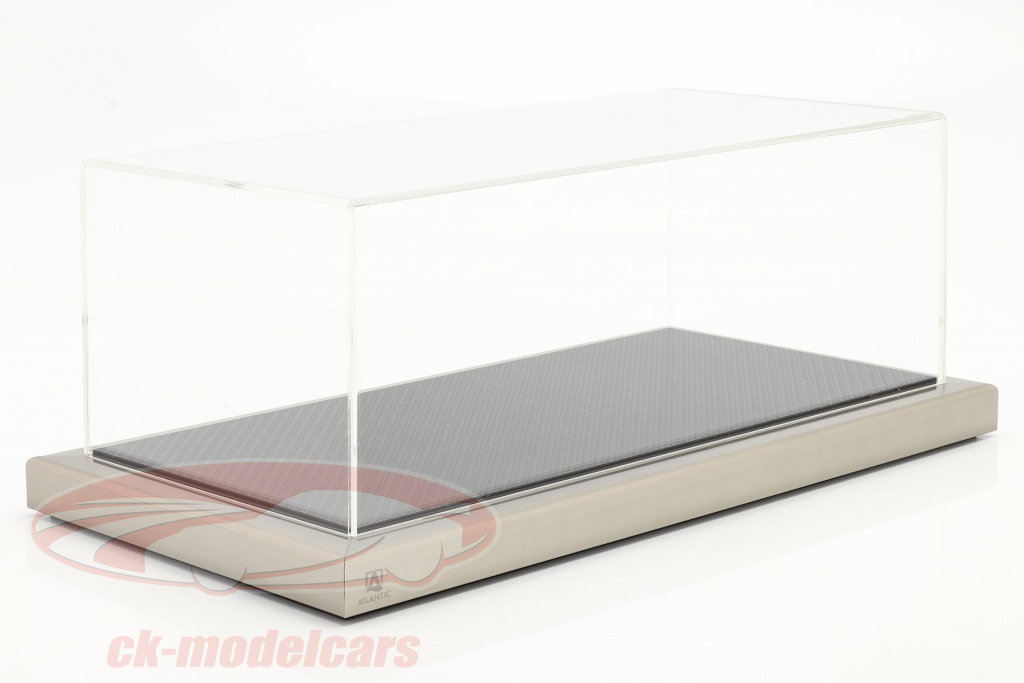 1:18 High quality acrylic showcase Dieppe Carbon with acrylic / metal base carbon / silver 1:18 Atlantic, transparent / carbon / silver - ATL10157