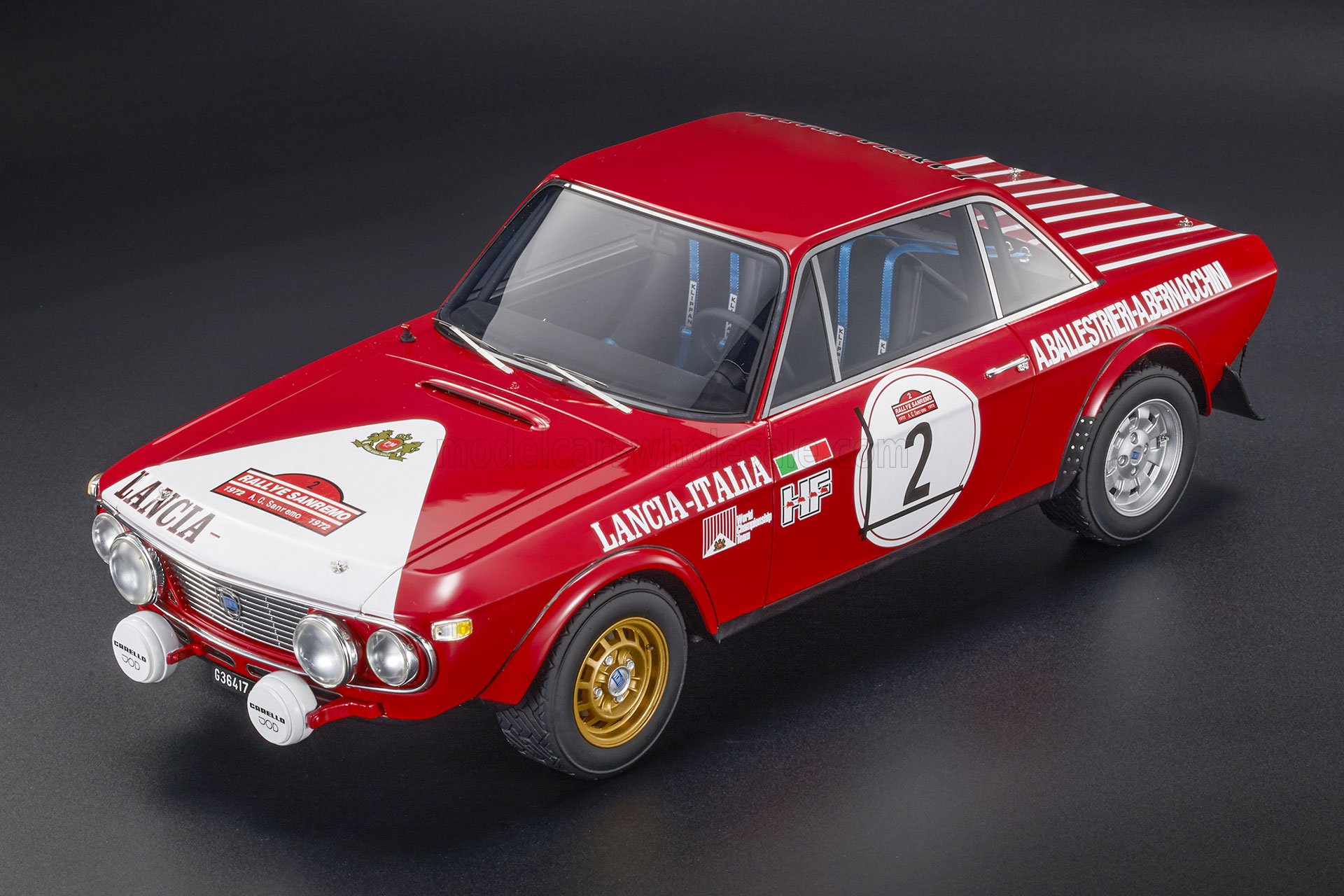 1:12 LANCIA Fulvia Hf 1600 Coupe (night Version) №2 Winner Rally Sanremo (1972) Amilcare Ballestrieri - Arnaldo Bernacchini, Red White - TMR12-58C