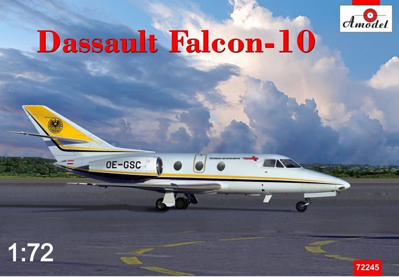 1:72 Сборная модель Французский пассажирский самолет Dassault Falcon-10 - 72245