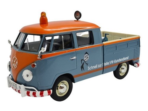 1:24 VOLKSWAGEN Type 2 (T1) Pickup With Extra Lights & Accessoires VW-Kundendienst, blue / orange - 79555