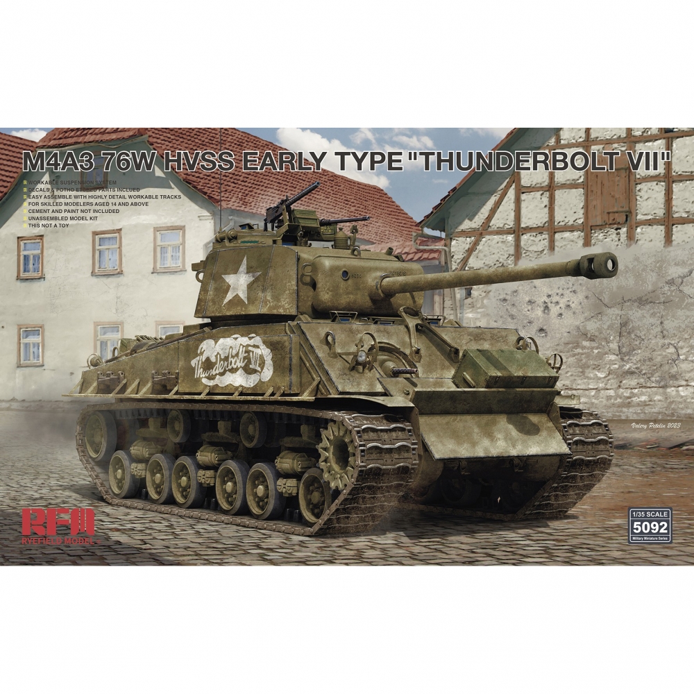 1:35 Сборная модель aмериканский танк Шерман M4A3 76W HVSS ранний тип 'THUNDERBOLT VII' - RM-5092
