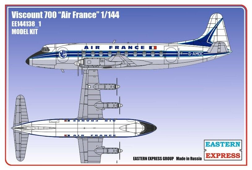 1:144 Сборная модель Гражданский авиалайнер Viscount 700 Air France - 144138-1