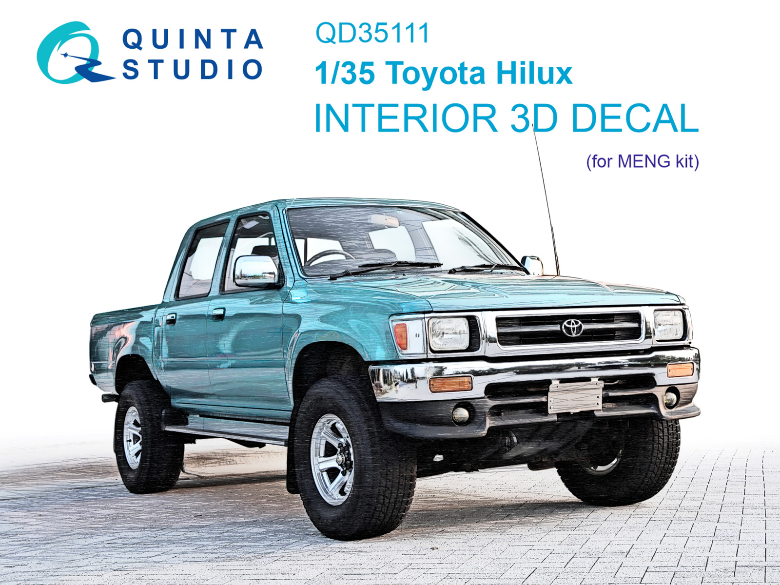 1:35 3D Декаль интерьера кабины Toyota Hilux (MENG) - QD35111
