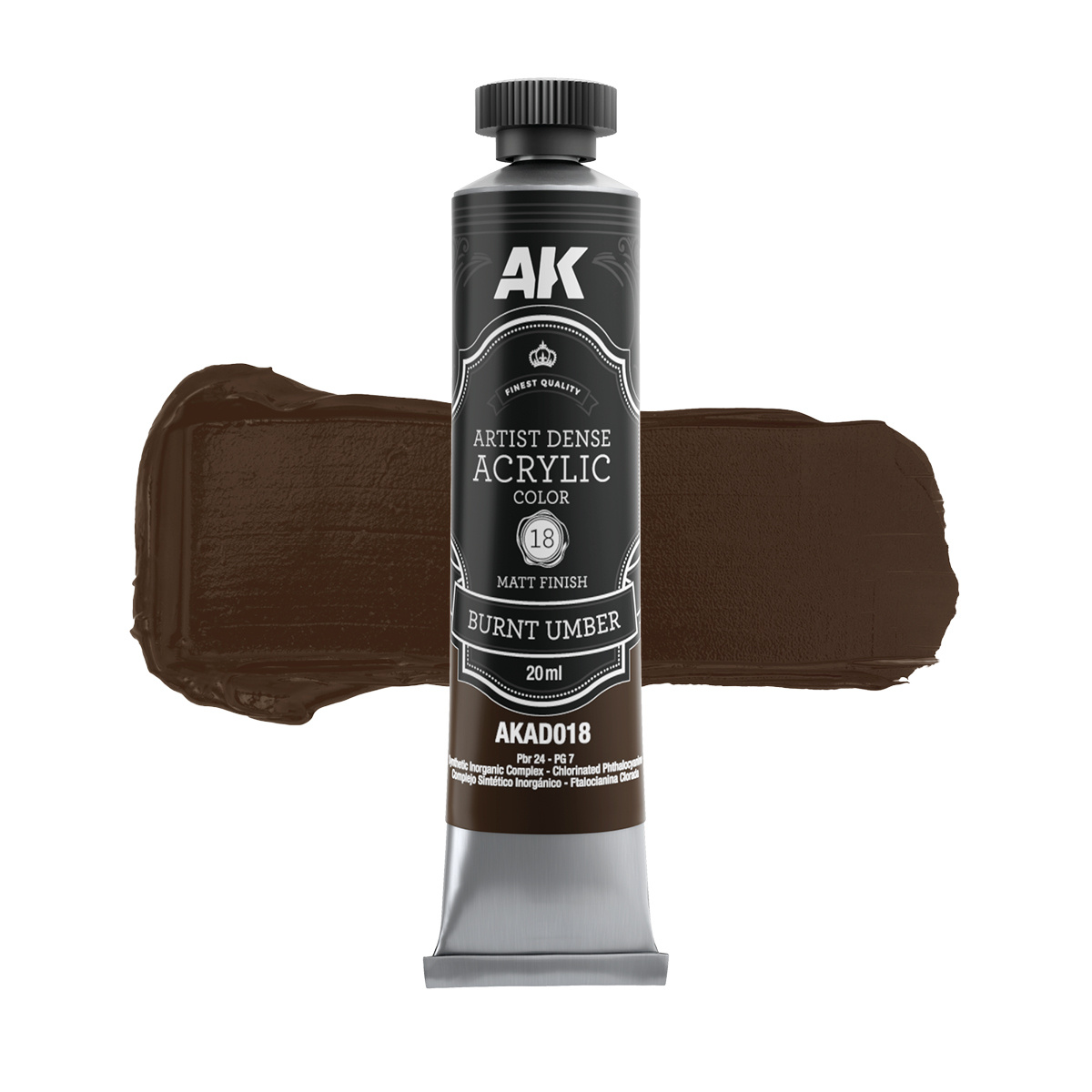 Краска акриловая ARTISTIC DENSE в тюбике - Жжёная умбра / BURNT UMBER – ARTISTIC DENSE ACRYLIC COLOR, 20 мл - AKAD018