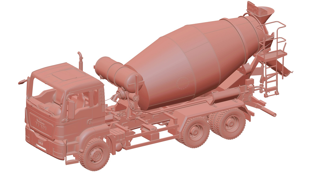 1:43 Сборная модель MAN 6х4 с надстройкой АБС либхер 8м3 - am43031022