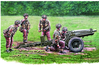 1:35 Сборная модель 75mm Pack Howitzer M1A1 (British Airborne Version) & Gun Crew - CB35173