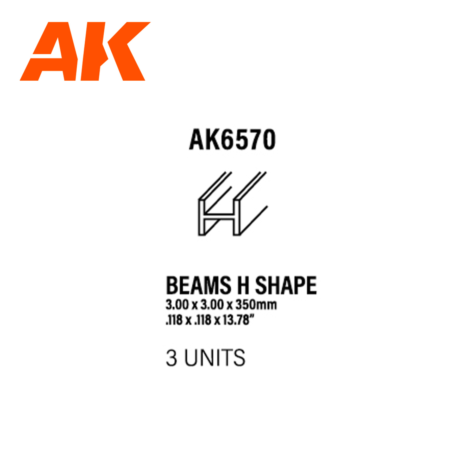 Балка 3.00 x 3.00 x 350 мм – стирол - (3 штуки) - AK6570