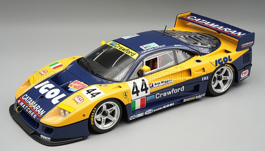 1:18 FERRARI F40 LM 3.5L TURBO V8 Team Ennea SRL igol №44 24h Le Mans (1996) Luciano Della Noce - Anders Olofsson - Carl Rosenblad - Open rear trunck and engine part - close with magnetic system - TM18-429B