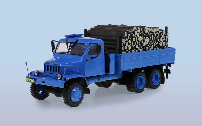 1:43 PRAGA V3S бортовой с грузом бревен (1953), Kultovni nakladaky 4, blue - kulN004