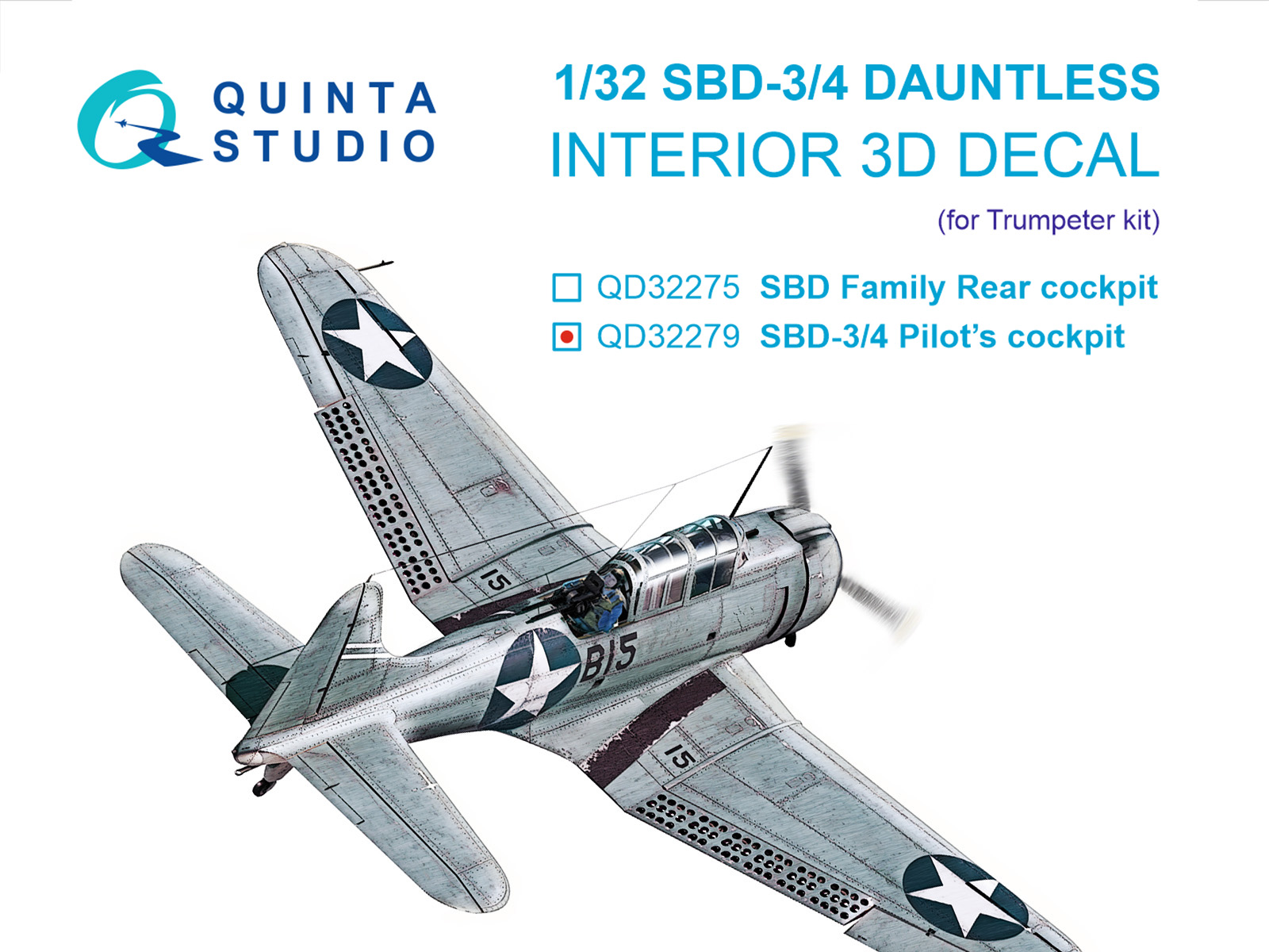 1:32 3D Декаль интерьера кабины пилота SBD-3/SBD-4 Dauntless (Trumpeter) - QD32279
