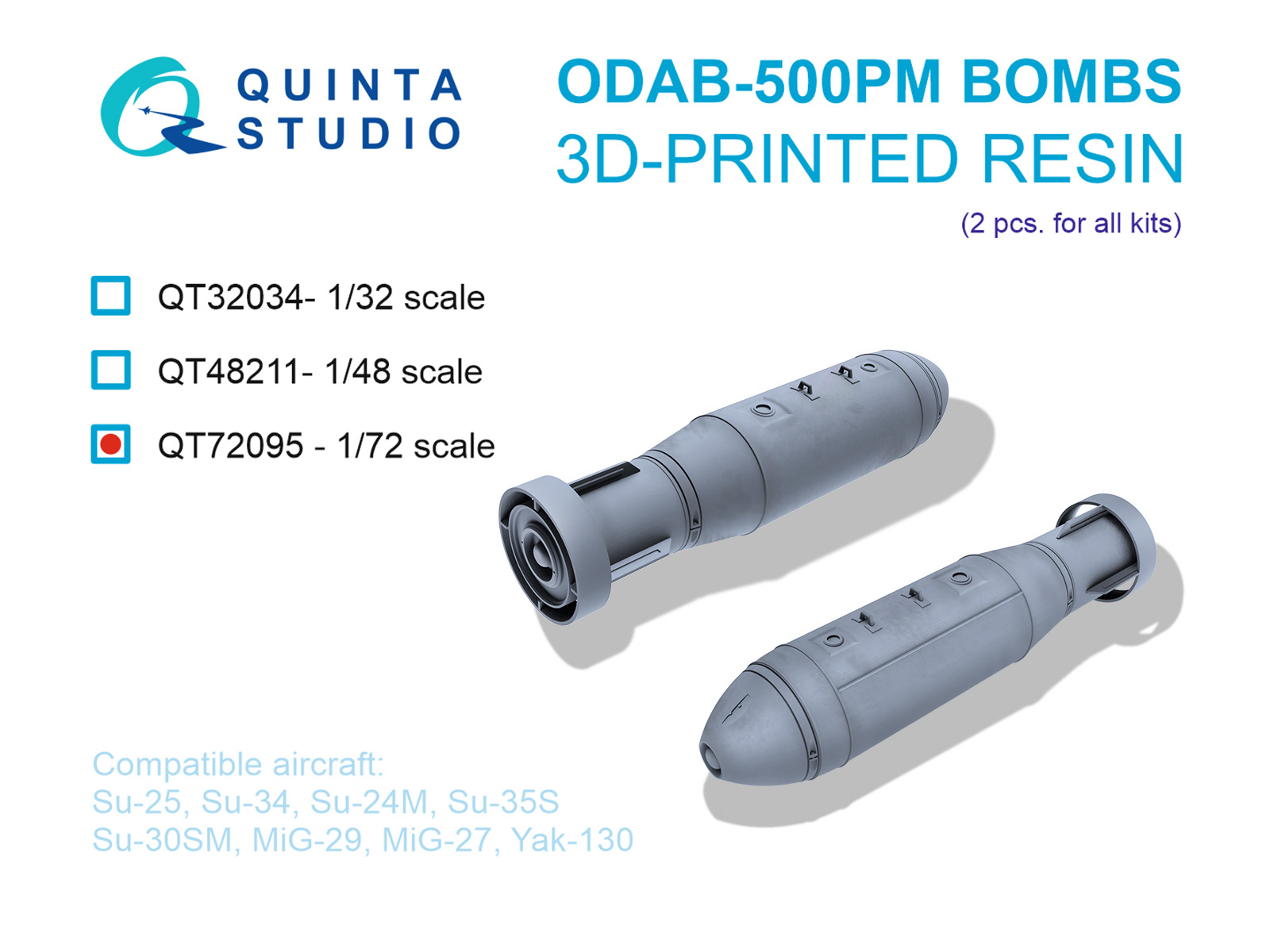 1:72 Авиабомбы ОДАБ-500П (объемно-детонирующие), 2 шт. (для всех моделей) - QT72095