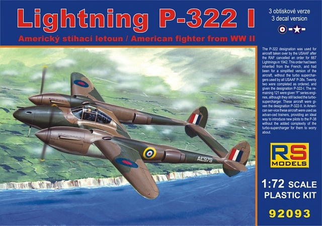 1:72 Сборная модель Lightning P-322 I - 92093