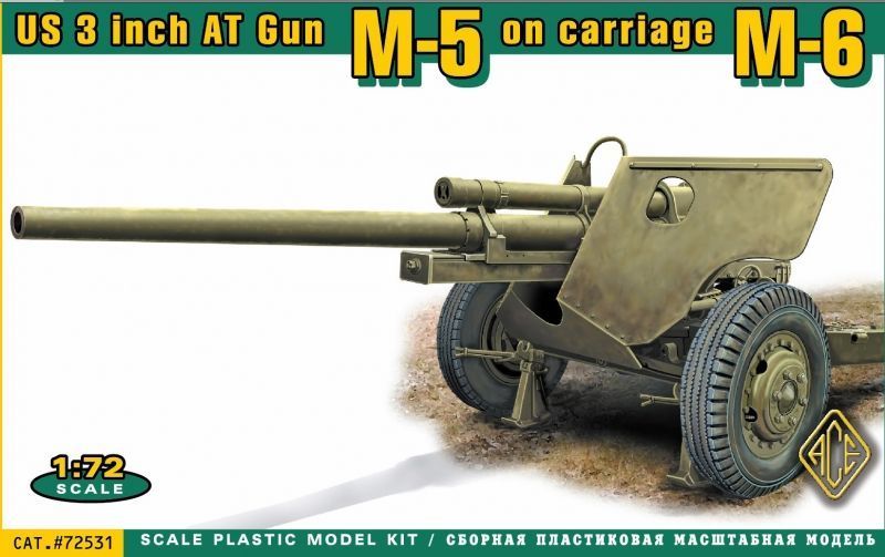 1:72 Сборная модель US 3 inch AT Gun M5 on carriage M6 (later version) - 72531