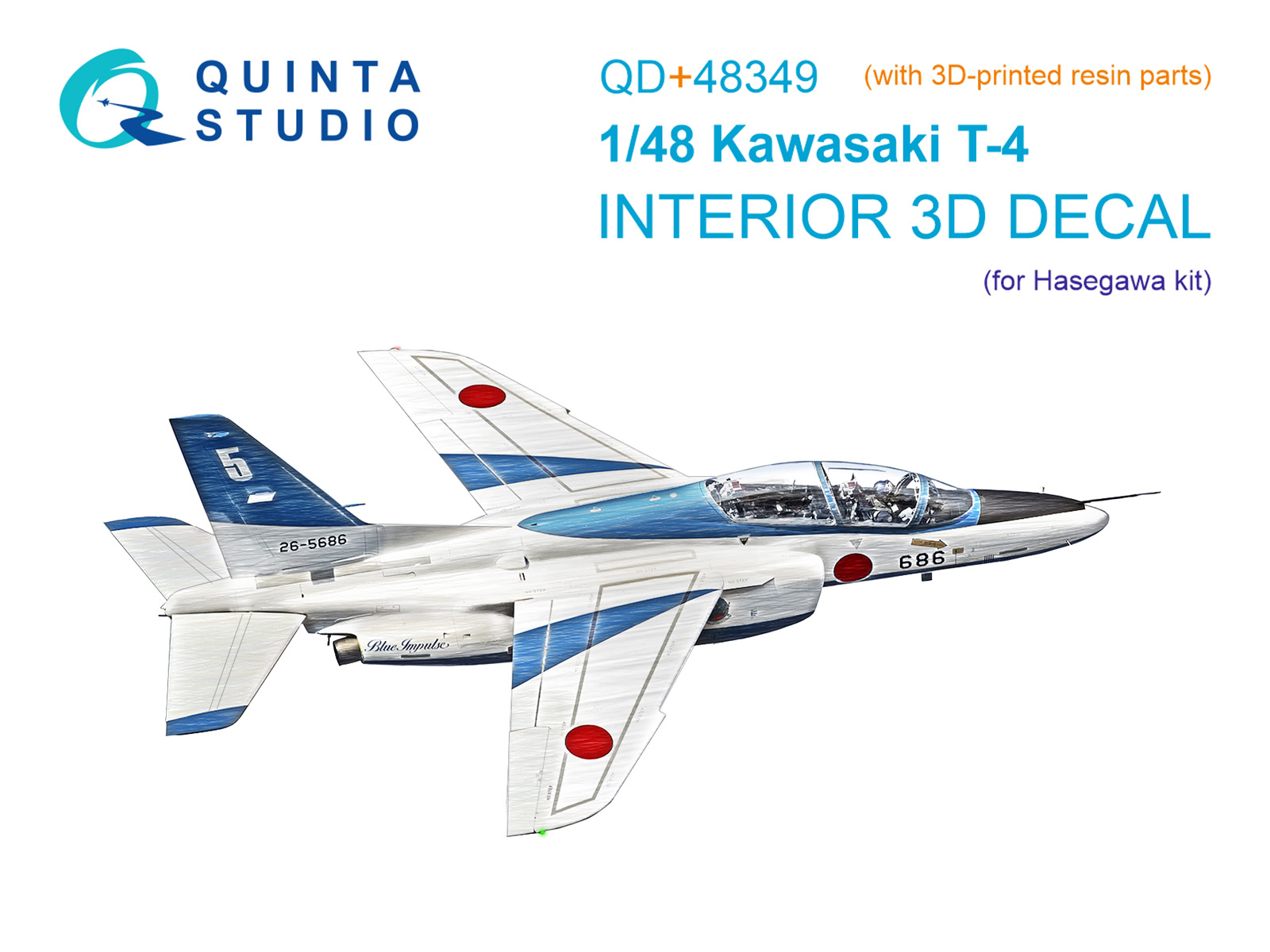 1:48 Декаль интерьера кабины Kawasaki T-4 (Hasegawa) (с 3D-печатными деталями) - QD+48349