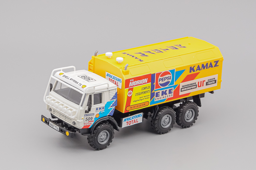 1:43 Камский 4310 Ралли Africatours #509, белый / желтый - ELK-909-X1