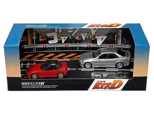 1:64 Initial D Set Vol. 14 Sakamoto Cappuccino EA11R & Nobuhiko Akiyama Altezza SXE10, red / silver - MD64214