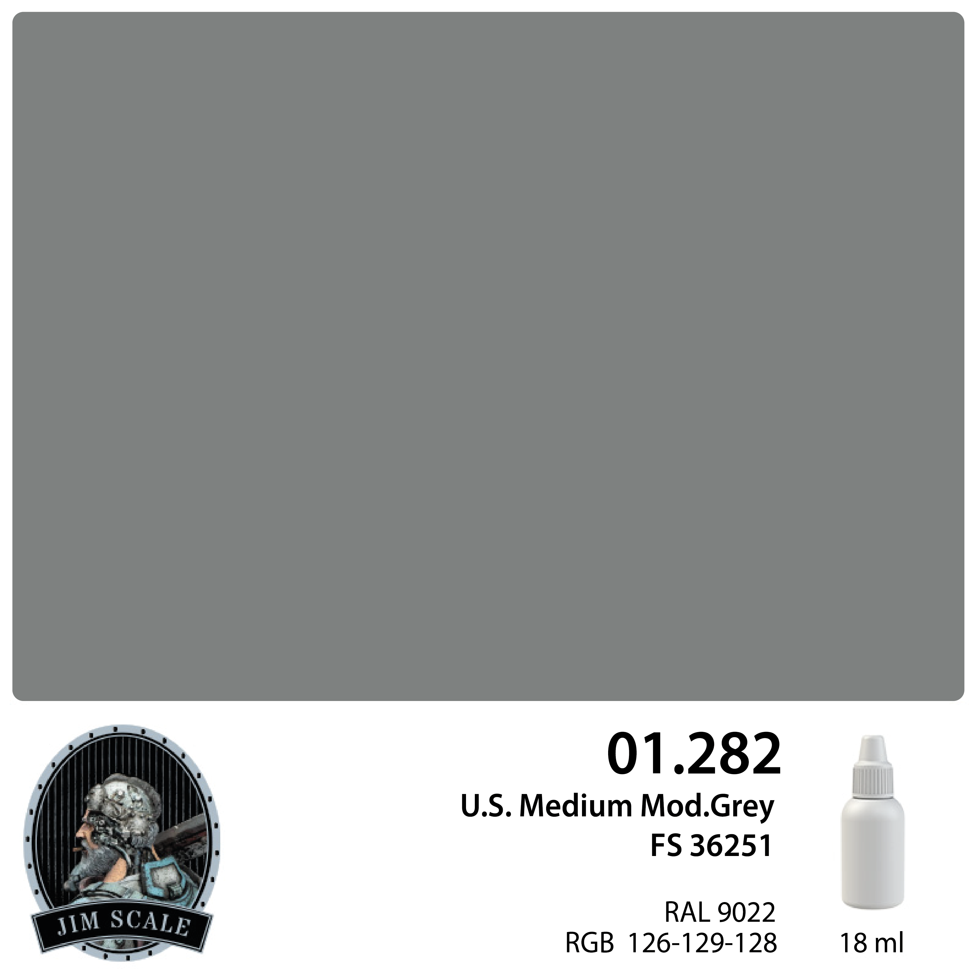 Краска акриловая под аэрограф U.S. Medium Mod.Grey FS 36251, 18мл - 01.282