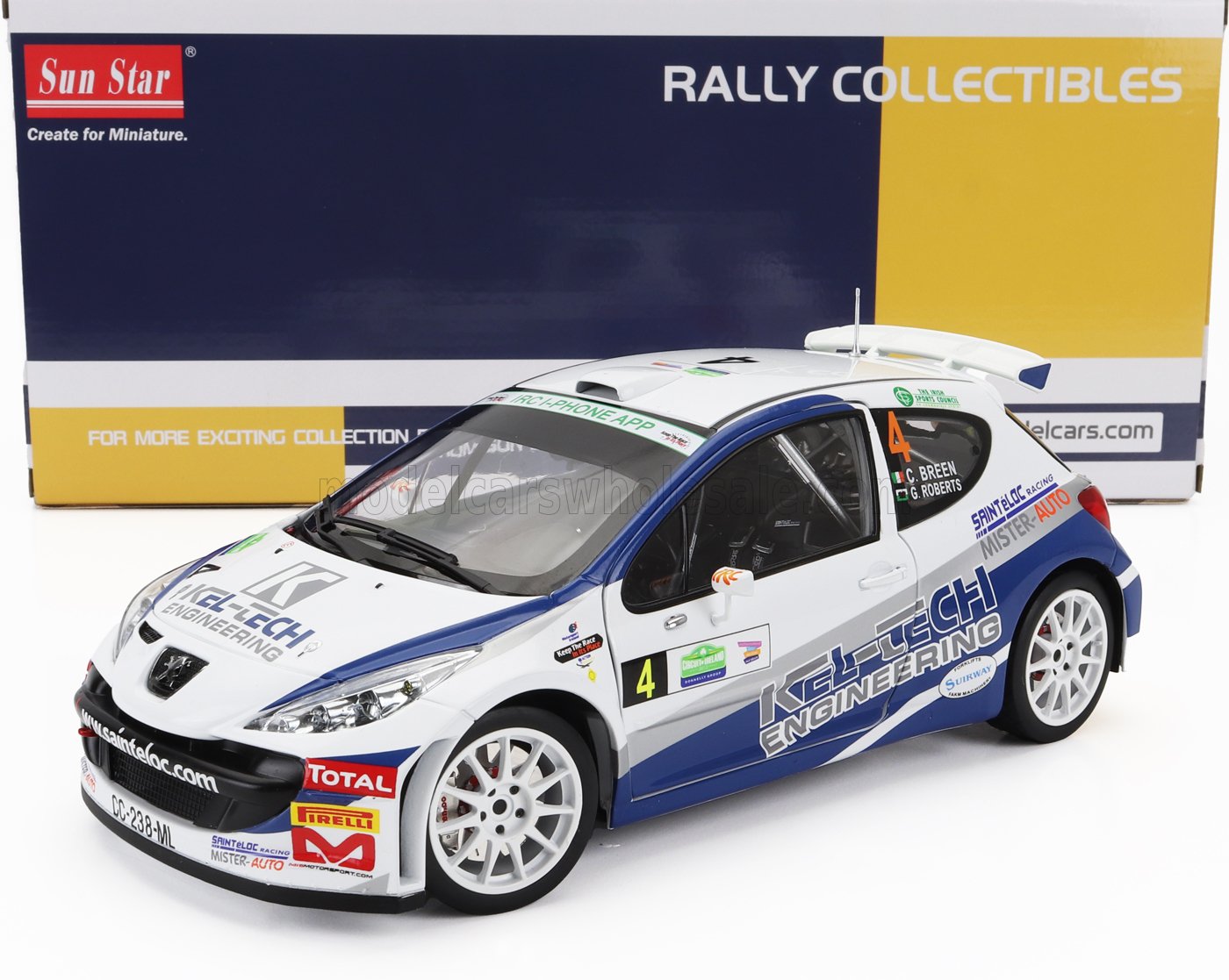 1:18 PEUGEOT 207 S2000 №4 Rally Circuit Of Irland (2012) C.Breen - C.Roberts, White Blue - 05438