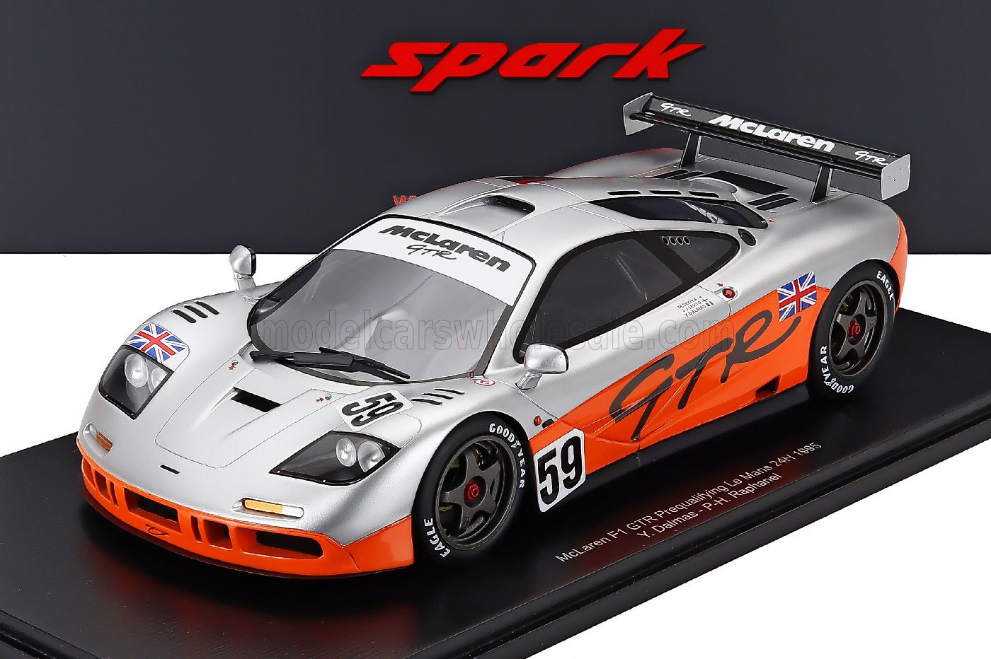 1:18 McLAREN F-1 Gtr 6.1l V12 Team Essais №59 Pre-qualifications 24h Le Mans Yannick Dalmas - P.h.raphanel, (1995)  Silver Orange - 18S874