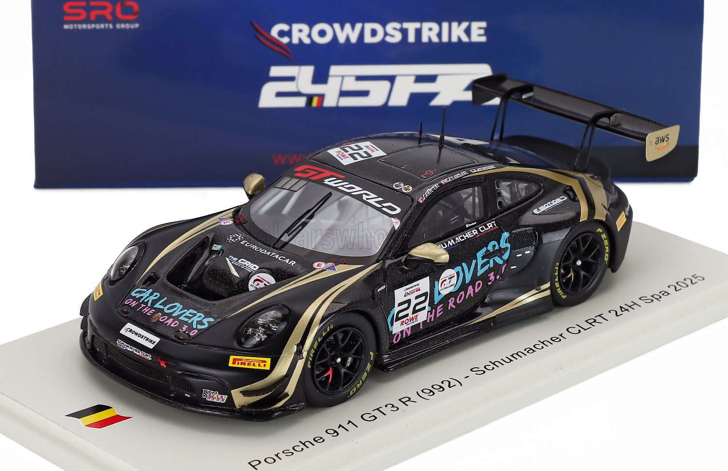 1:43 PORSCHE 911 992 Gt3 R Team Schumacher Clrt №22 24h Spa (2025) Ayhancan Guven - Laurin Heinrich - Klaus Bachler, Black - SB873