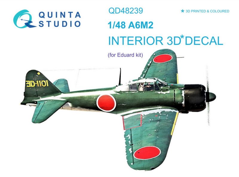 1:48 3D Декаль интерьера кабины A6M2 Zero (Eduard) - QD48239