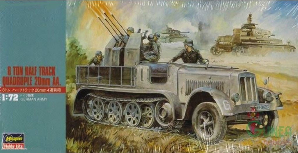 1:72 Сборная модель 8-ми тонный полугусеничный тягач с 4х20-мм автоматической установкой - 31114