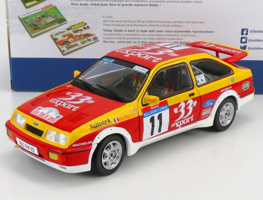 1:18 FORD ENGLAND Sierra Rs Cosworth N 11 Rally Tour De Corse 1987 D.auriol - B.occelli, Red Yellow - 1806103
