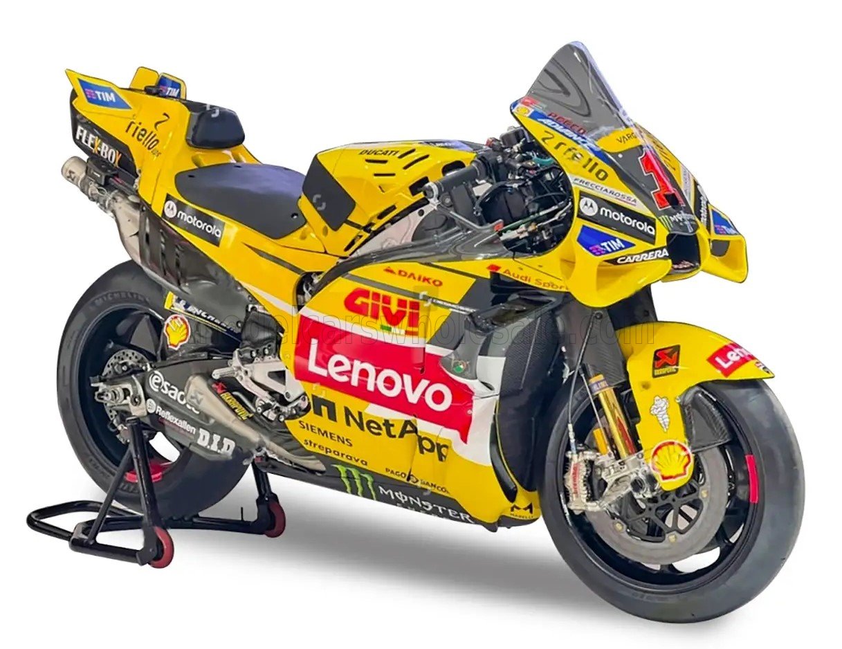 1:18 DUCATI Desmosedici Gp23 Team Lenovo №1 World Champion Motogp Italy Misano Livery Gp (2023) Francesco Bagnaia, Yellow - 36396-06025-MISANO-BAG