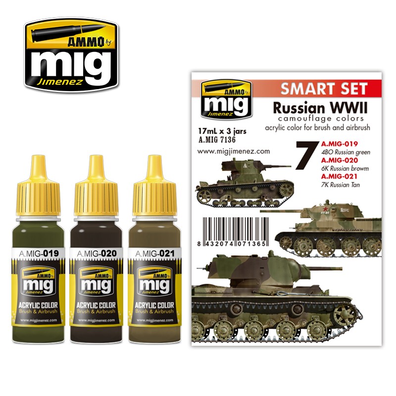 Набор красок RUSSIAN WWII COLORS SET (советская техника Второй мировой) - AMIG7136