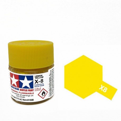 X-8 Lemon Yellow (краска акриловая, глянцевый лимонно-желтый), 10 мл. - 81508