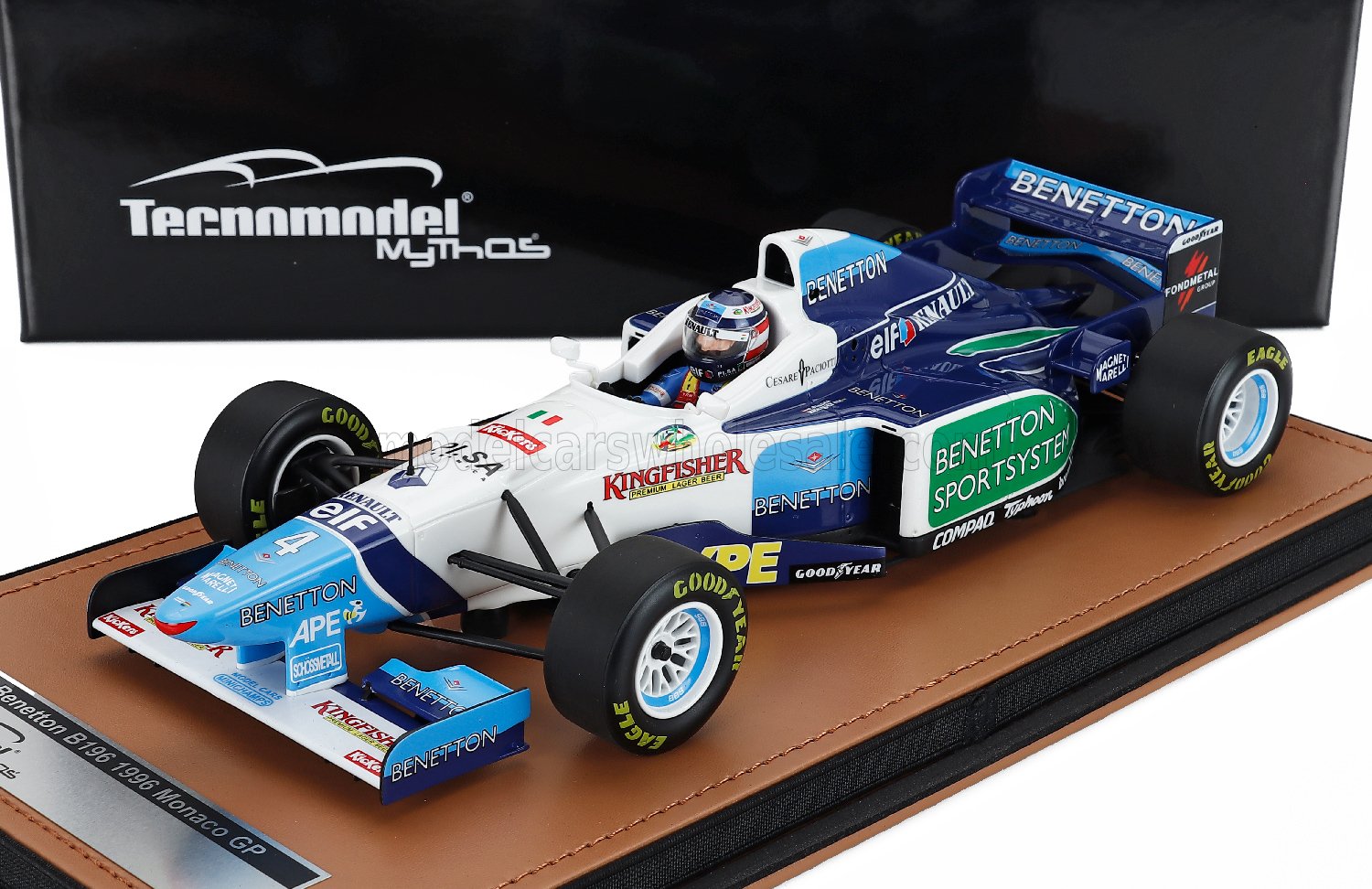 1:18 BENETTON F1 B196 Team Renault Mild Seven №4 Monaco Gp (with Pilot Figure) (1996) Gerhard Berger, White Light Blue Green - TMD18-423D
