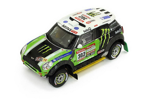 1:43 MINI ALL 4 Racing No.302 S.Peterhansel-J.P.Cottret Winner Dakar (2012), black / green - RAM572